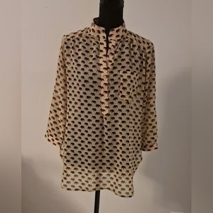 Cals Elephant Print Blouse, Size Small.